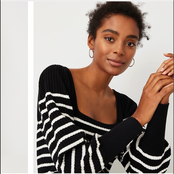 NWOT ANN TAYLER-Petite Striped midi Sweater dress. - Picture 4 of 4